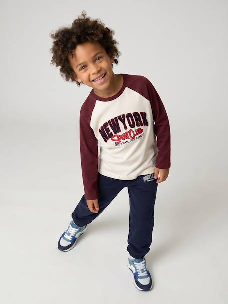 Jongensshirt met raglanmouwen bordeauxrood - vertbaudet enfant 