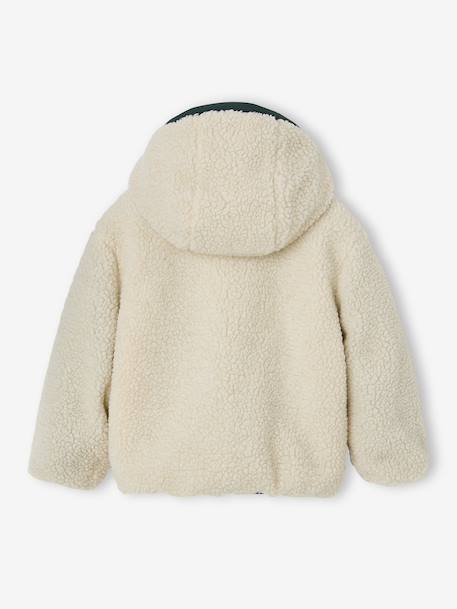 Blouson réversible à capuche garçon bleu grisé+vert sapin - vertbaudet enfant 