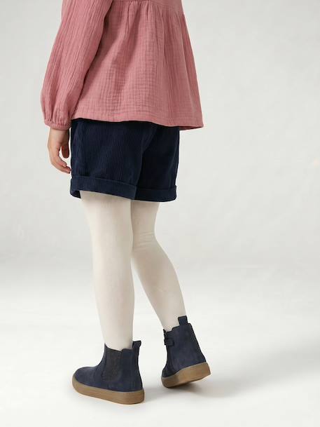 Short en velours poches coeur fille facile à enfiler kaki+marine+rose+vieux rose - vertbaudet enfant 