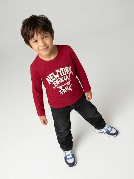 T-shirt manches longues garçon anthracite+blanc+cappuccino+rouge+vert sauge - vertbaudet enfant 