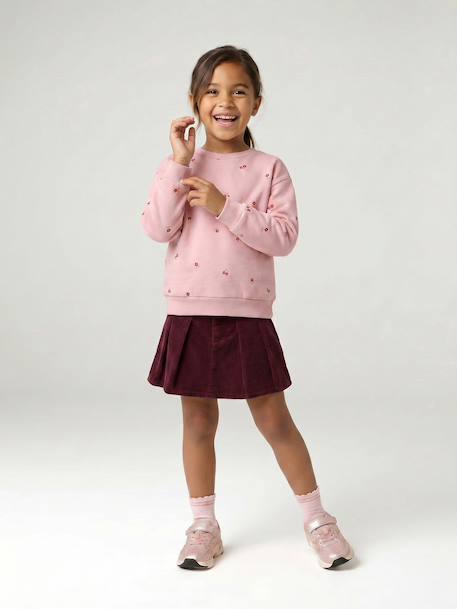 Jupe short fille plissée beige+bordeaux+vert anglais - vertbaudet enfant 