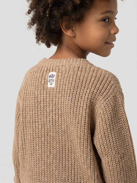 Pull col rond garçon beige chiné - vertbaudet enfant 