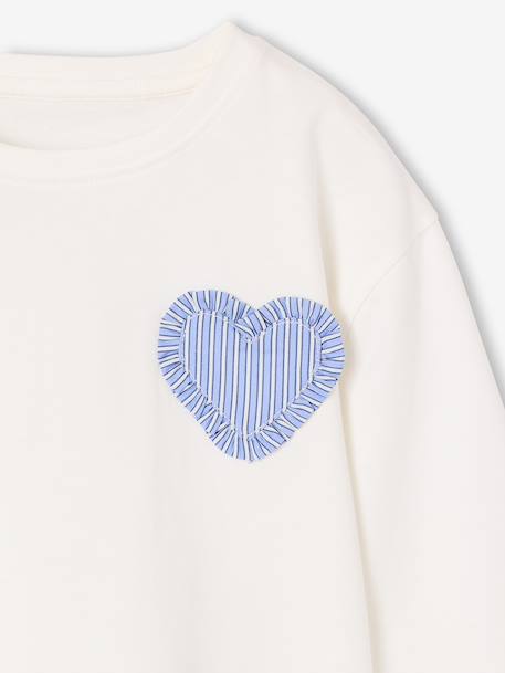 Meisjesshirt met lange mouwen en hart ecru+vanille - vertbaudet enfant 
