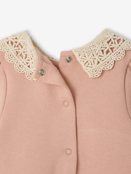 Babyjurk van sweater met gehaakte kraag groen+roze (poederkleur) - vertbaudet enfant 