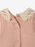Robe bébé en molleton avec col en crochet rose poudré+vert - vertbaudet enfant 