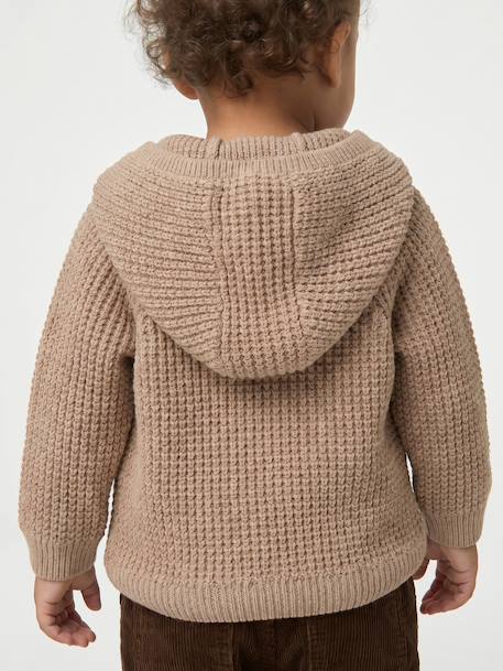 Gilet à capuche bébé en tricot beige chiné - vertbaudet enfant 