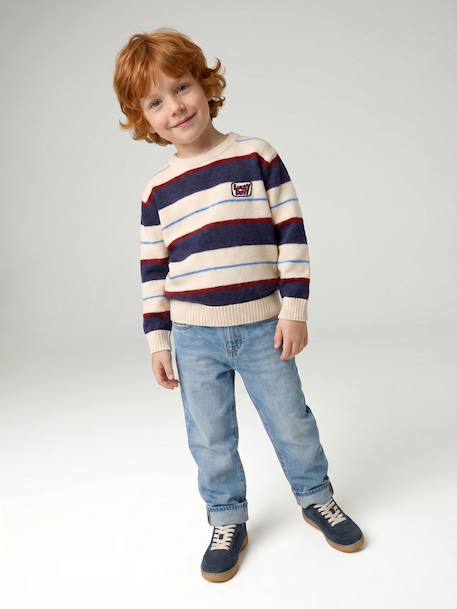 Pull garçon manches longues marine+noisette - vertbaudet enfant 