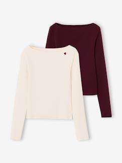 -Lot de 2 t-shirts en côtes fille