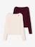Lot de 2 t-shirts en côtes fille bordeaux+gris chiné+vert anglais - vertbaudet enfant 