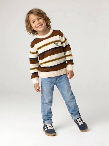 Pull garçon manches longues marine+noisette - vertbaudet enfant 