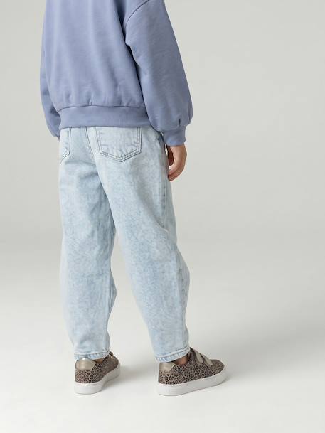 Jean balloon fille bleu moyen+denim bleached - vertbaudet enfant 