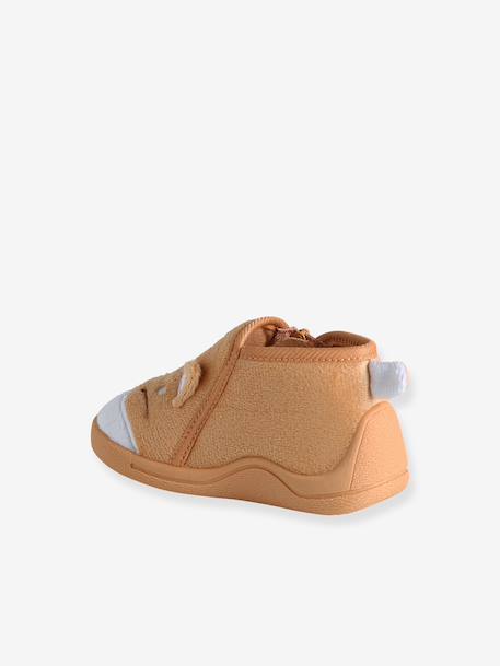 Chaussons zippés bébé en toile beige+blanc imprimé+rose pâle+vanille - vertbaudet enfant 