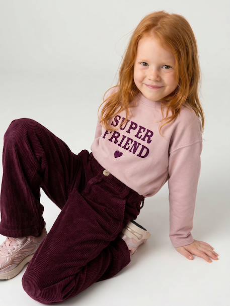 T-shirt manches longues fille encre+rose pâle+vert - vertbaudet enfant 