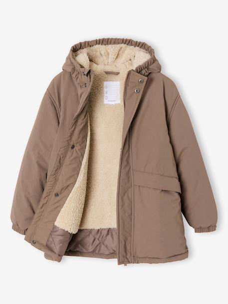 Parka met capuchon en sherpavoering voor jongens kaki+saliegroen+taupe+zwart - vertbaudet enfant 
