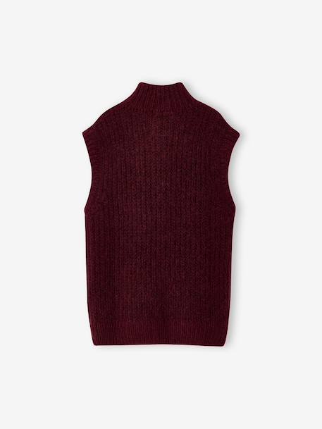 Pull camionneur sans manches fille bordeaux+gris chiné - vertbaudet enfant 