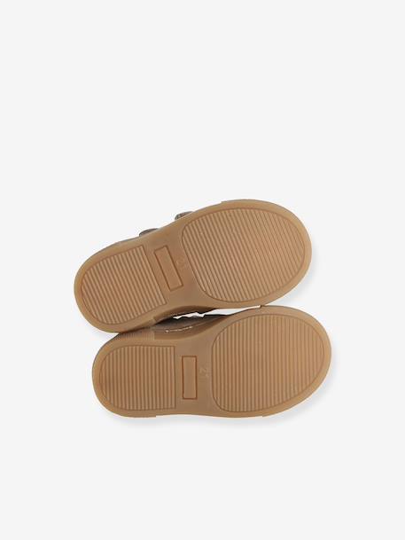 Hoge leren sneakers voor baby beige, bedrukt+goudgeel - vertbaudet enfant 