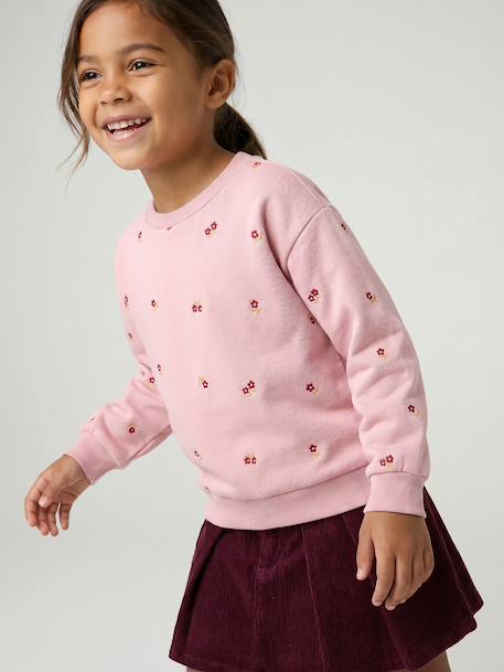 Sweat fille manches longues écru+rose pâle - vertbaudet enfant 