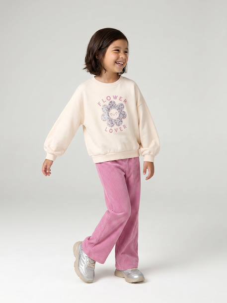Ensemble fille sweat et pantalon anthracite+écru - vertbaudet enfant 