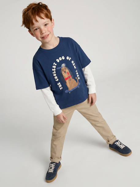 T-shirt manches longues garçon effet superposé marine - vertbaudet enfant 