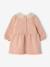 Robe bébé en molleton avec col en crochet rose poudré+vert - vertbaudet enfant 