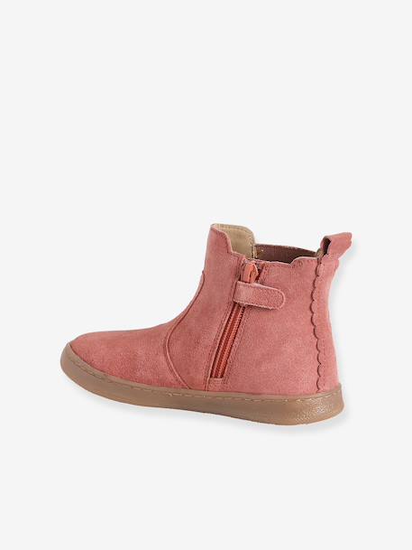 Boots fille cuir zippées beige+bronze+camel+marine+marron+vert+vieux rose - vertbaudet enfant 