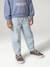 Barreljeans meisje gebleekt denim+middenblauw - vertbaudet enfant 