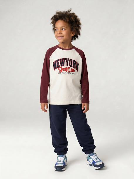 Joggingbroek jongen met print beige+dennen+marineblauw - vertbaudet enfant 