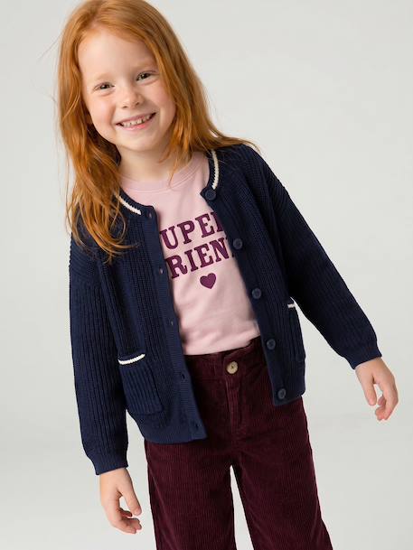 Gilet fille manches longues marine - vertbaudet enfant 