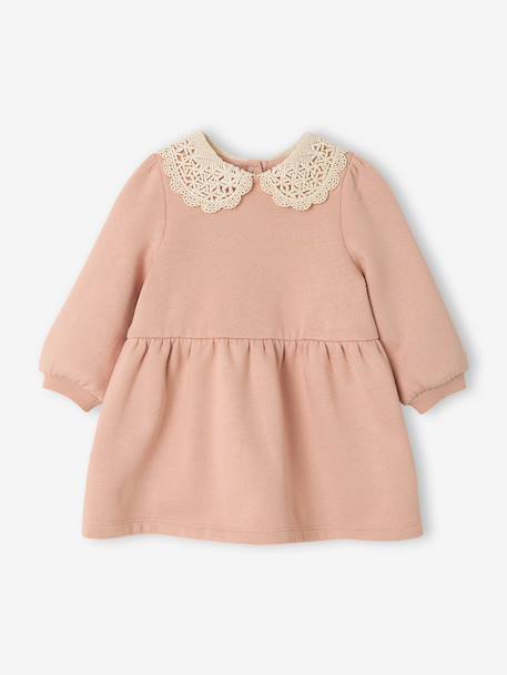 Bébé-Robe bébé en molleton avec col en crochet