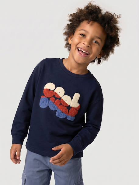 T-shirt manches longues garçon marine+noisette - vertbaudet enfant 