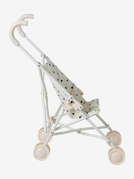 Grande poussette canne pour poupon écru+noir+rose - vertbaudet enfant 