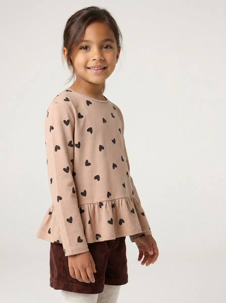 Blouse manches longues fille bois de rose+taupe - vertbaudet enfant 