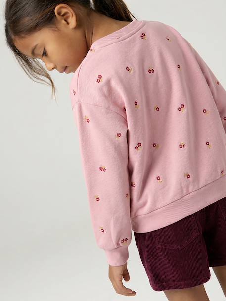 Sweat fille manches longues écru+rose pâle - vertbaudet enfant 