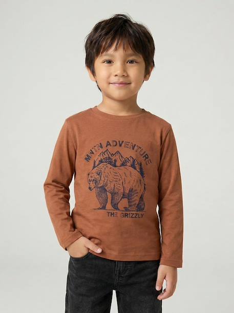 T-shirt manches longues garçon anthracite+blanc+cappuccino+rouge+vert sauge - vertbaudet enfant 