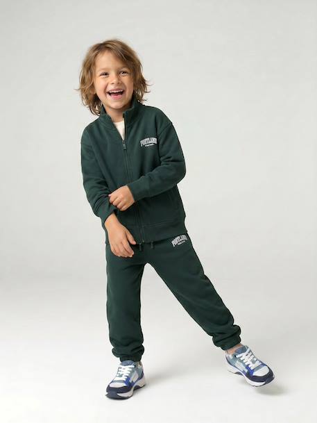 Sweat zippé garçon col camionneur marine+rouge+vert sapin - vertbaudet enfant 