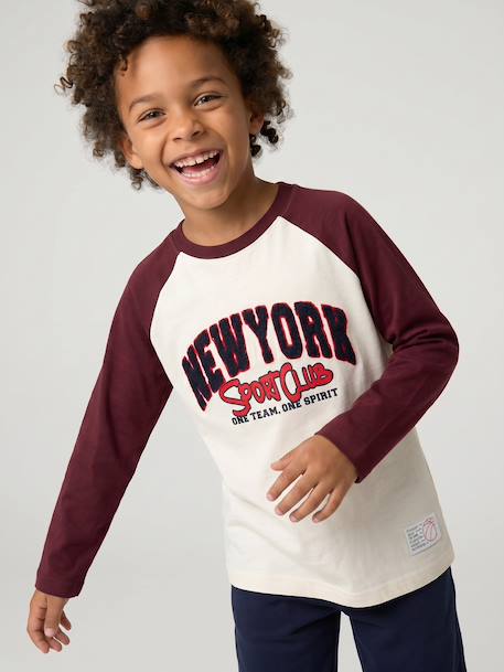 Jongensshirt met raglanmouwen bordeauxrood - vertbaudet enfant 