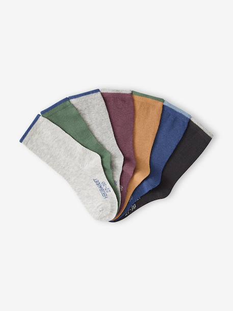 Lot de 7 paires de chaussettes garçon beige+chocolat+gris chiné - vertbaudet enfant 