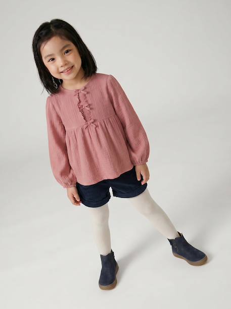 Blouse manches longues fille blush+écru - vertbaudet enfant 