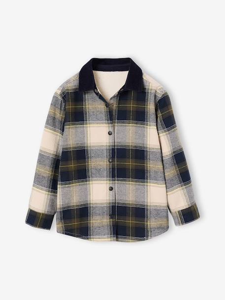 Jongens overhemd met sherpa voering marineblauw - vertbaudet enfant 