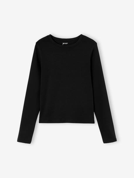 Lot de 2 T-shirts cropped manches longues fille chocolat+noir - vertbaudet enfant 