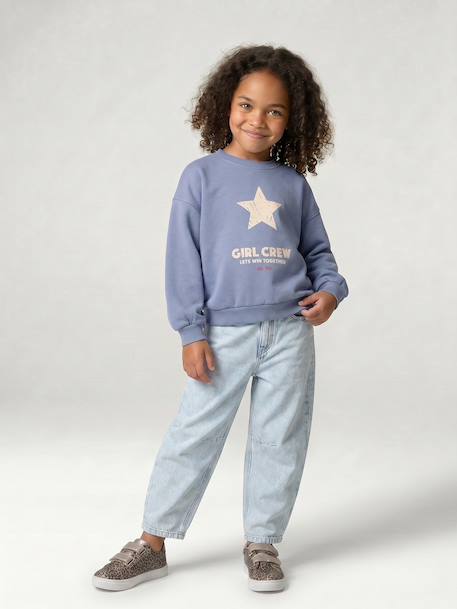 Jean balloon fille bleu moyen+denim bleached - vertbaudet enfant 