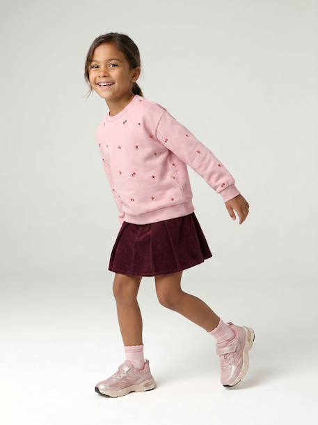 Sweat fille manches longues écru+rose pâle - vertbaudet enfant 