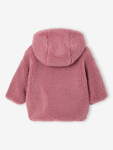 Sherpa jas voor baby's met 'luipaard' printvoering beige+oudroze - vertbaudet enfant 
