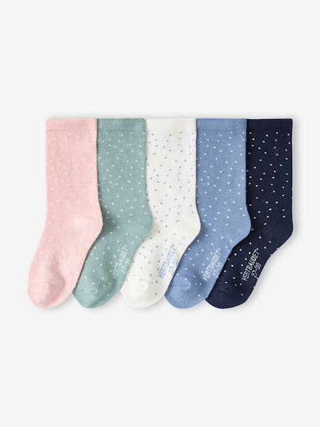 Fille-Lot de 5 paires de chaussettes à pois fille