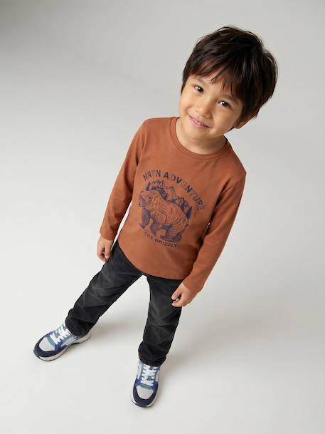 T-shirt manches longues garçon anthracite+blanc+cappuccino+rouge+vert sauge - vertbaudet enfant 