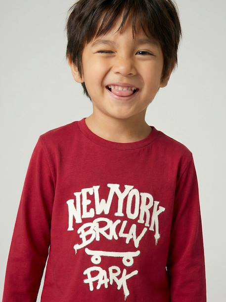 T-shirt manches longues garçon anthracite+blanc+cappuccino+rouge+vert sauge - vertbaudet enfant 