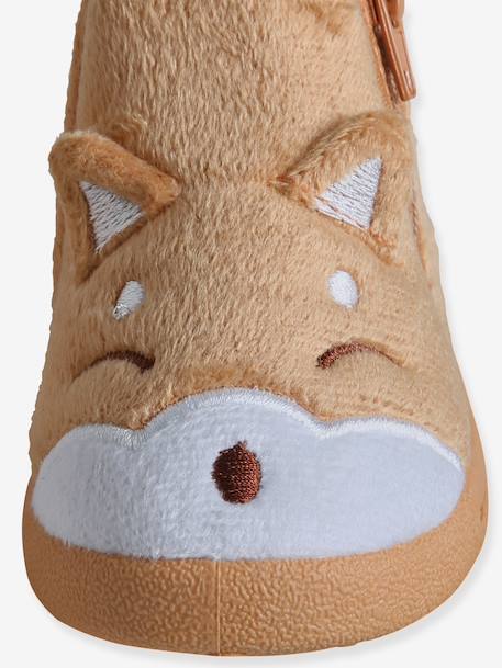Canvas sloffen met rits voor baby's beige+lichtroze+vanille+wit, bedrukt - vertbaudet enfant 
