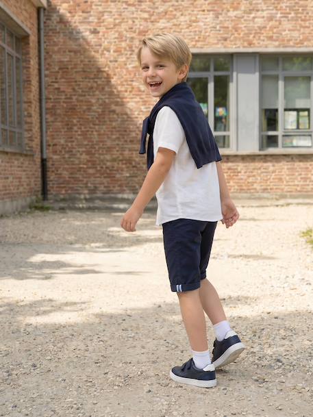 Bermuda garçon cérémonie en coton/lin beige+beige clair+bleu+marine foncé+vert sauge - vertbaudet enfant 