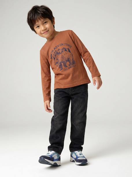 T-shirt manches longues garçon anthracite+blanc+cappuccino+rouge+vert sauge - vertbaudet enfant 