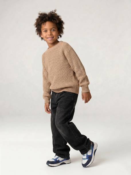 Pull col rond garçon beige chiné - vertbaudet enfant 